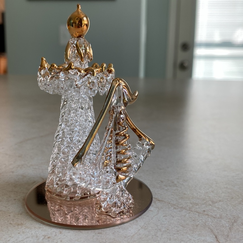 Sailboat and Lighthouse Glass Ornament with Gold Embellishments